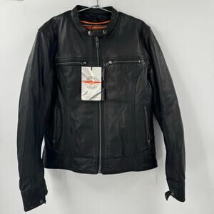 NWT Milwaukee Leather MLL2551 Scooter Black Leather Vented Motorcycle Jacket